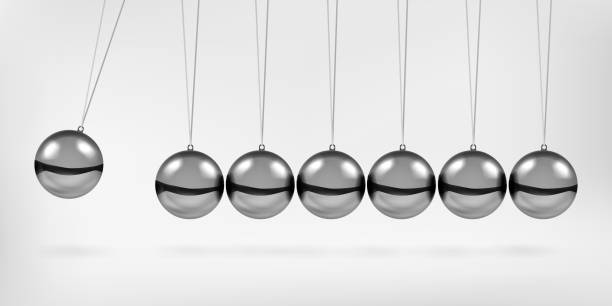 istock Newton's cradle pendulum with swinging spheres metal balls 3d realistic vector illustration. 1360317616