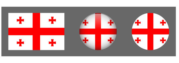 ilustraciones, imágenes clip art, dibujos animados e iconos de stock de colección del conjunto nacional de banderas de georgia - atlanta georgia icon set computer icon georgia