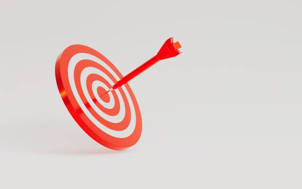 istock Isolate of Target board wit red arrow on white background for focus business objective achievement concept by 3d rendering. 1360324439