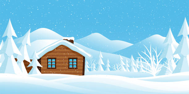 istock Winter landscape with a house in the mountains. 1360325485