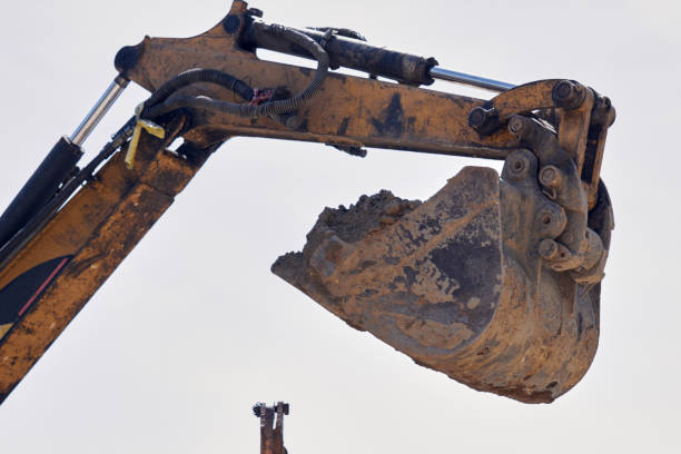 istock Heavy construction machines outdoors for public place reconstruction. 1360325827
