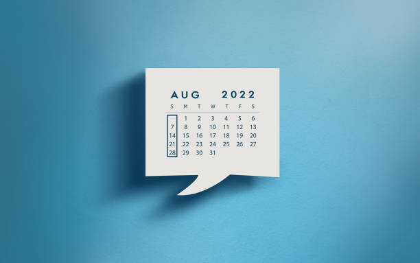 istock White Chat Bubble With Cut Out August 2022 Calendar Page Over Blue Background 1360326694