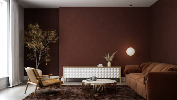 istock Minimalist Interior of modern living room 3D rendering 1360329645