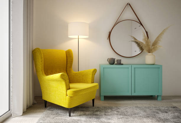 istock Interior of modern living room 3D rendering 1360329760