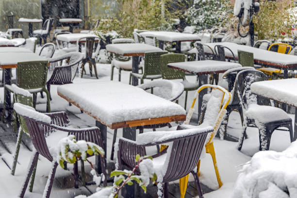 istock Restaurant Terrace Snow Cover 1360330915