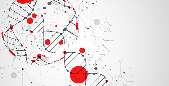 Abstract futuristic background for design works.
Science template, wallpaper or banner with a DNA molecules.