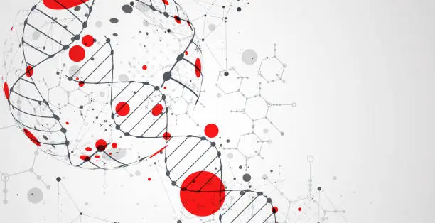 Vector illustration of Abstract futuristic background for design works.
Science template, wallpaper or banner with a DNA molecules.