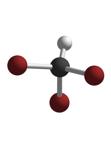 bromoform 3d estrutura molecular átomo isolado em química de fundo branco molécula tribromomethane - hydrogen bonding - fotografias e filmes do acervo