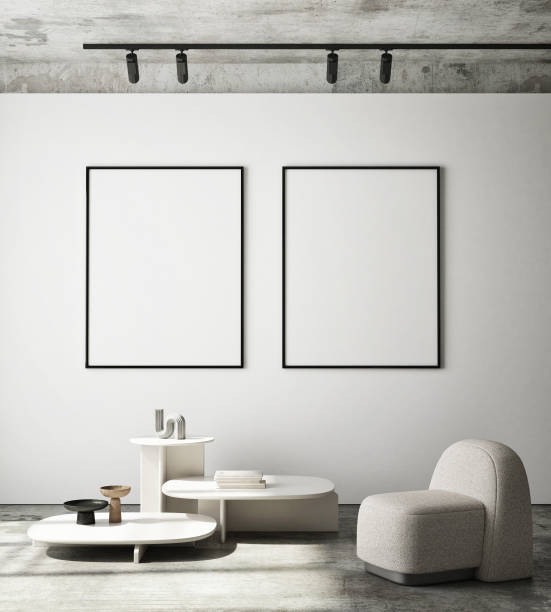 istock mock up poster frame in modern interior background, living room, Scandinavian style, 3D render, 3D illustration 1360335127