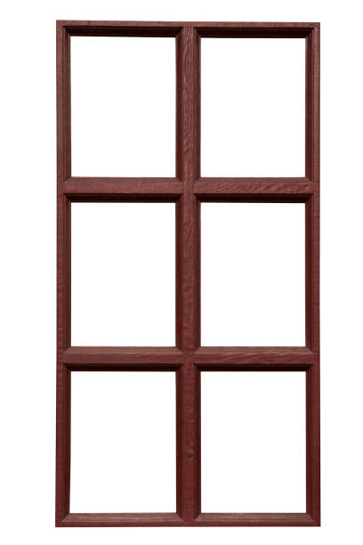 istock Old brown window isolated on white background 1360335179