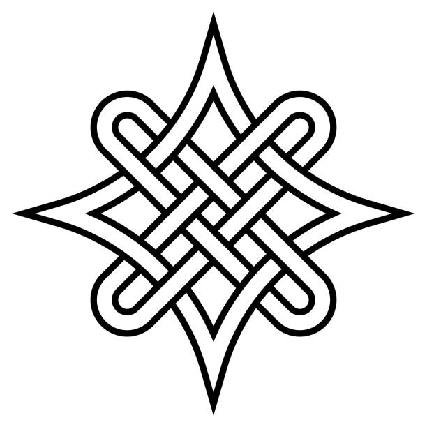 올바른 경로를 선택하는 쿼터 셀틱 매듭 기호, 선과 악한 주식 일러스트를 선택하는 매듭 기호 - celtic culture tied knot knotwork celtic knot stock illustrations