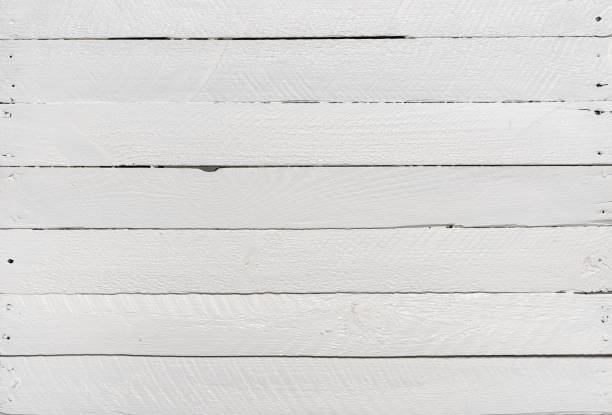 White wood texture background. Painted wooden planks pattern top view flat lay.