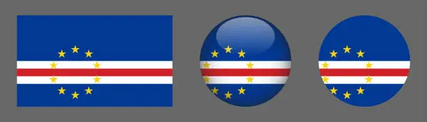 Vector illustration of Cape Verde National Flag Set Collection