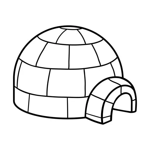 Vector illustration of Coloring book for kids, Igloo