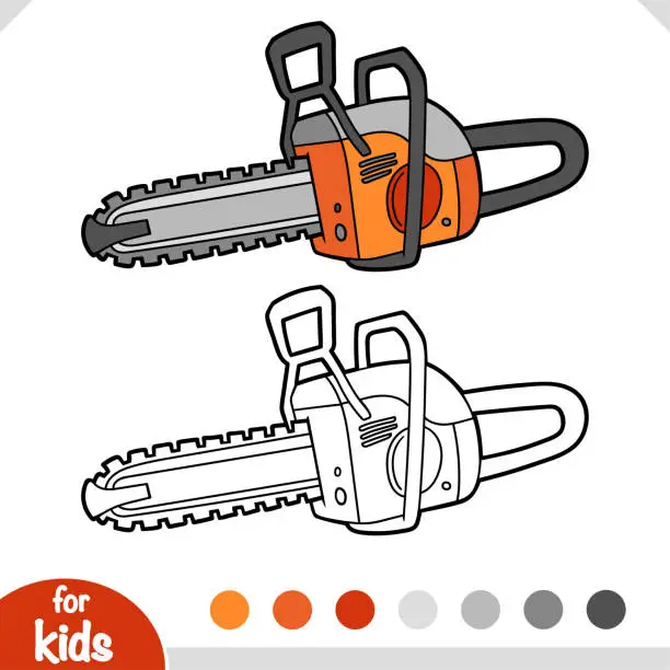 Vector illustration of Coloring book for kids, Chainsaw