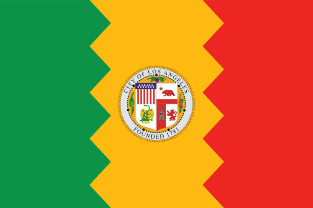 ilustrações de stock, clip art, desenhos animados e ícones de los angeles flag. - city of los angeles los angeles county downtown district cityscape