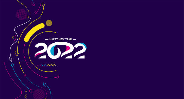 2022 년 새해 축하 배너. 벡터 아트 일러스트