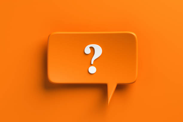istock Social media notification icon, orange bubble speech with question mark on orange background. 1360347053