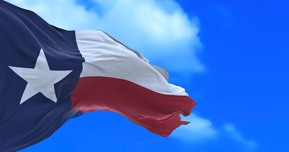 Amazing waving Texas flag.