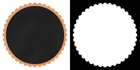 3D rendering illustration of a chocolate tart pie