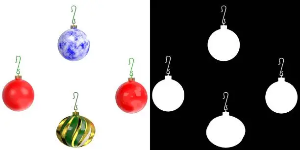 3D rendering illustration of some Christmas balls