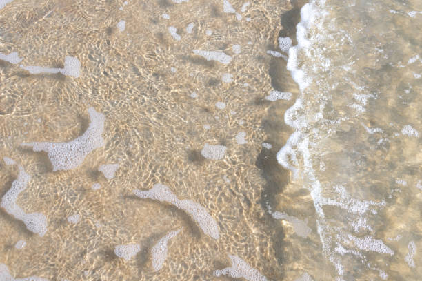 istock sea waves with foam on the background of yellow sand 1360350310