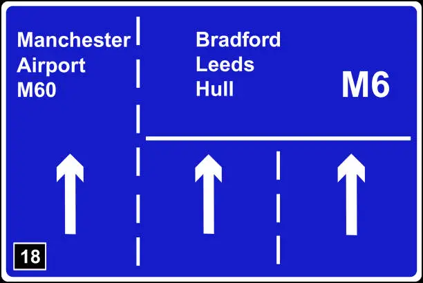 Vector illustration of Where the left lane of a motorway leads to another motorway