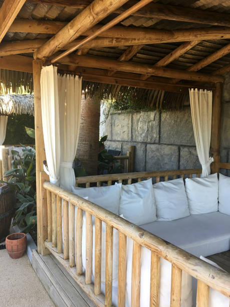 istock Pergola at a beautiful green garden 1360365878