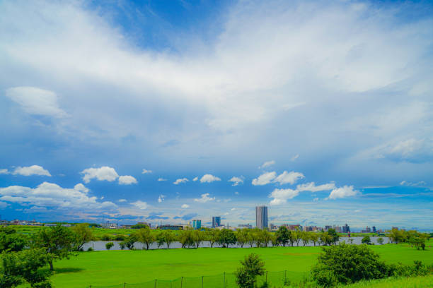 Edogawa of riverbed landscape (Matsudo shear off). Shooting Location: Chiba Prefecture
