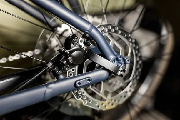 Photo of Rear hydraulic brake system on bicycle wheel