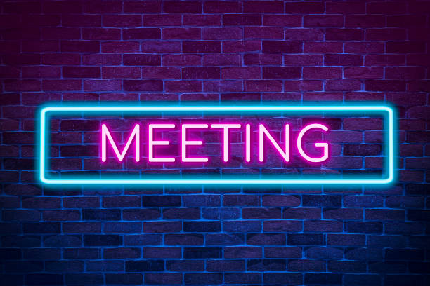 istock Meeting Neon banner, Light signboard 1360380274