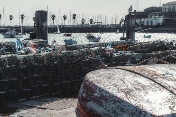 «ловушки на пристань - skiff nautical vessel rustic old стоковые фото и изображения