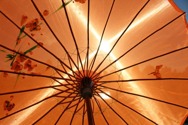 istock abstract photography Japanese style orange umbrella 1360380707