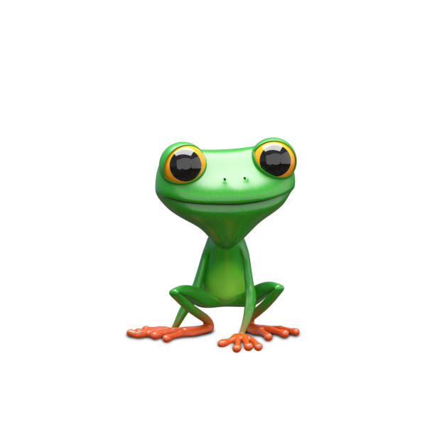 istock 3D Illustration of a Green Frog in Frog Pose 1360384391