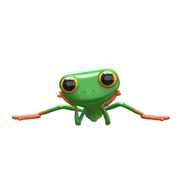 istock 3D Illustration of a Green Frog on a Twine 1360384413