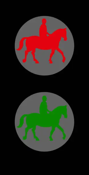 Vector illustration of Far-side signals for Equestrian crossing