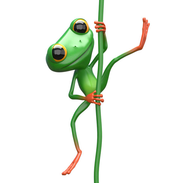 istock 3D Illustration of a Mischievous Frog on Liana 1360384438