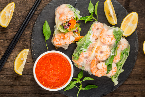 Vietnamese FoodFresh Spring Roll with shrimps,
