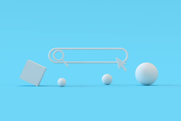 3D Rendering of Blank Search Bar with Geometric Shapes
