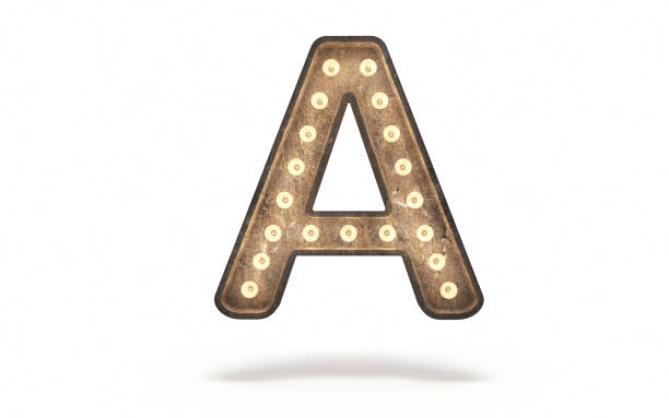 istock Letter A decorated with light bulb covered with concrete 1360387170
