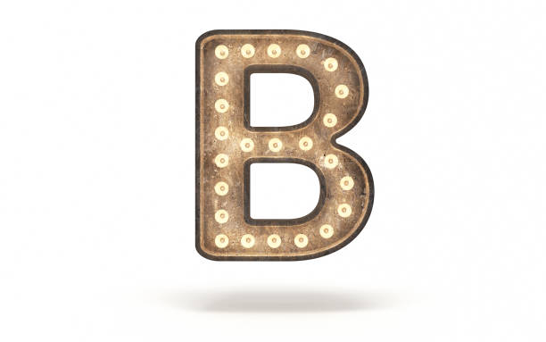 istock Letter B decorated with light bulb covered with concrete 1360387205