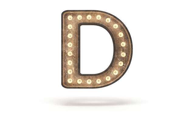 istock Letter D decorated with light bulb covered with concrete 1360387288