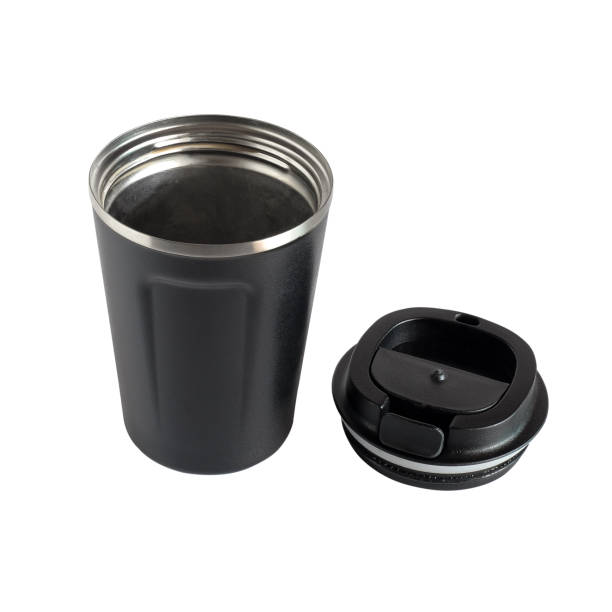 istock Black metal cup with cap on white background. 1360388141