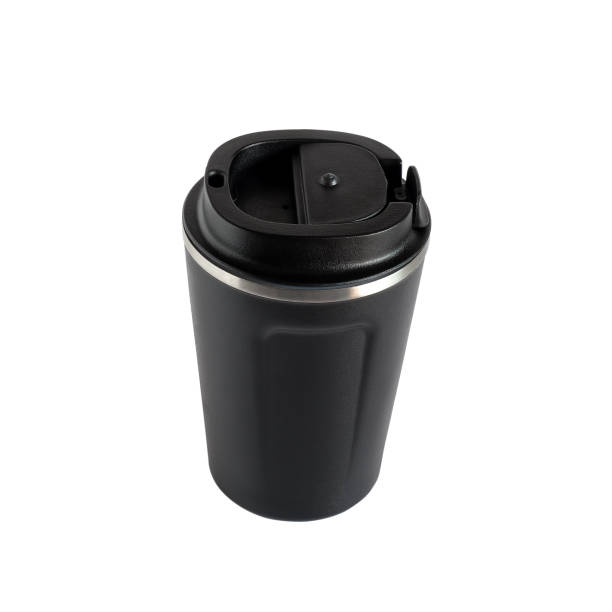 istock Black metal cup with cap on white background. 1360388149