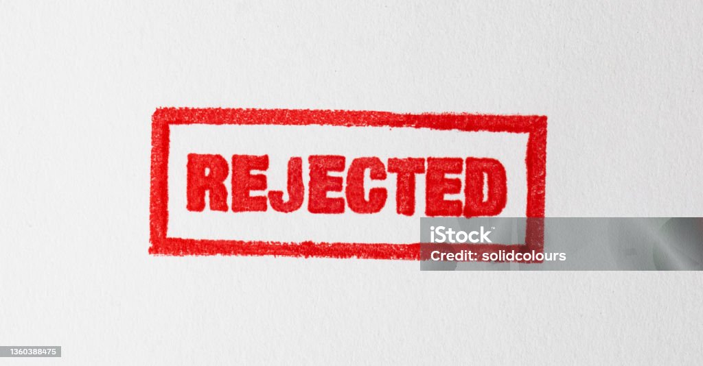 Rejected Rejected red grunge stamp on white paper. Rejection Stock Photo