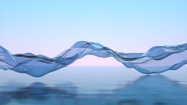 абстрактная природа фон летящая прозрачная радужная ткань ткань на море - sparse water wave sea стоковые фото и изображения
