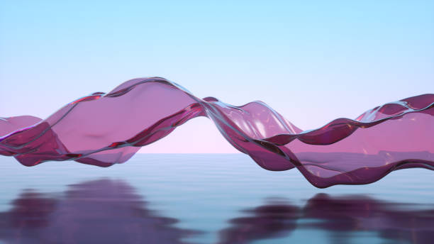 Abstract Nature Background Flying Transparent Iridescent Cloth Fabric on Sea