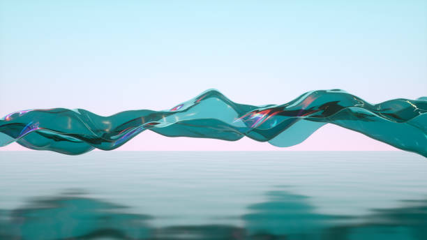 istock Abstract Nature Background Flying Transparent Iridescent Cloth Fabric on Sea 1360390461