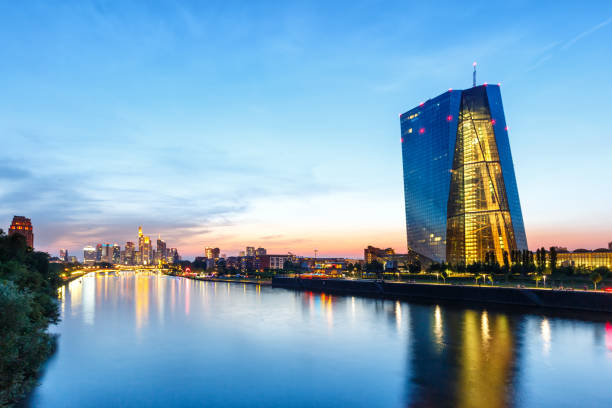 istock Frankfurt skyline with ECB European Central Bank Main river skyscraper in Germany 1360395527