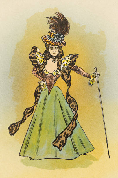 Young Woman In Dress Fashion Victorian Style Art Nouveau 1897